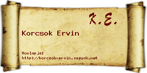 Korcsok Ervin névjegykártya